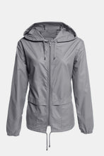 Load image into Gallery viewer, Hooded Drawstring Zip Front Windbreaker
