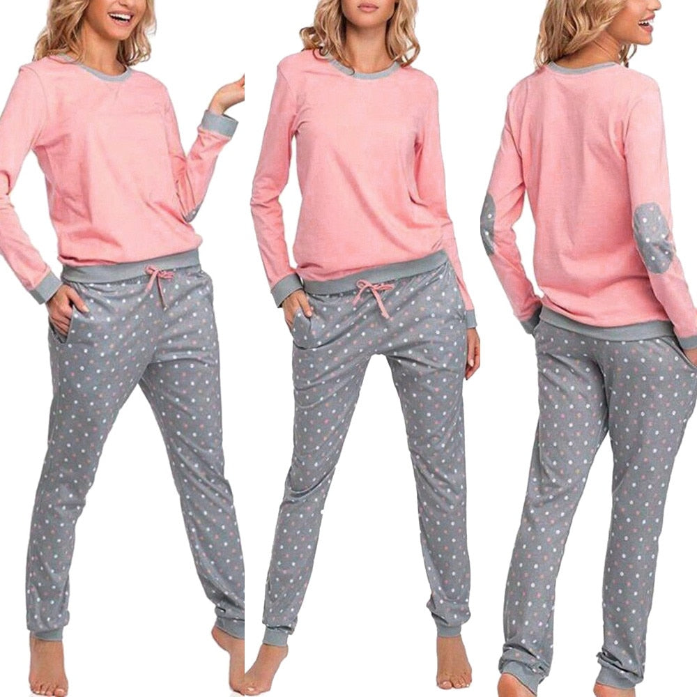 Dot  Sweatshirt Pajamas Set