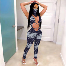 Load image into Gallery viewer, Printed  Bandage Jumpsuit With Scarf
