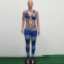 Load image into Gallery viewer, Printed  Bandage Jumpsuit With Scarf
