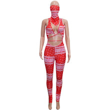 Load image into Gallery viewer, Printed  Bandage Jumpsuit With Scarf
