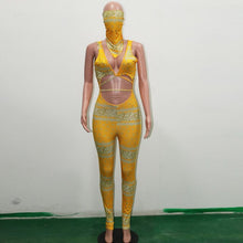 Load image into Gallery viewer, Printed  Bandage Jumpsuit With Scarf
