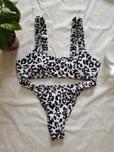 Load image into Gallery viewer, Orange Leopard Thong Bikini
