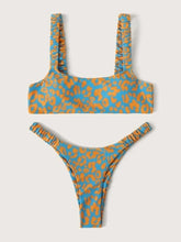 Load image into Gallery viewer, Orange Leopard Thong Bikini

