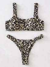 Load image into Gallery viewer, Orange Leopard Thong Bikini
