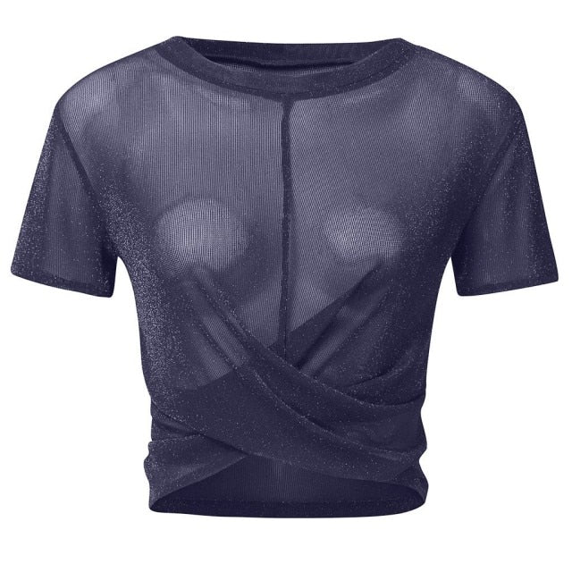 Mesh Tie Up T-Shirt S